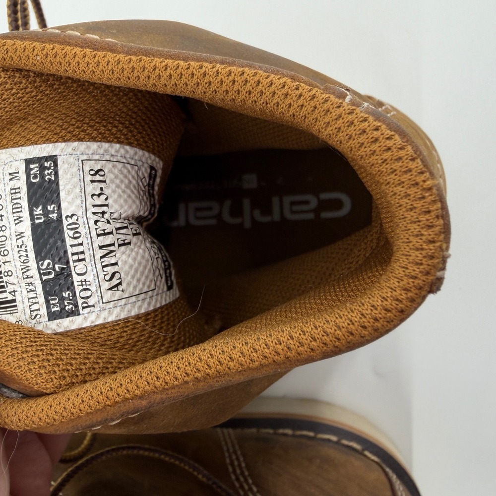 Carhartt Women's Waterproof Wedge Work Boots Tan Leather Size 7 - Picture 8 of 8